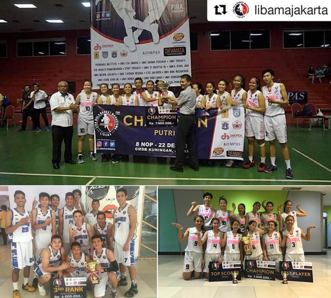Tim Basket Universitas Esa Unggul (The Swans) Borong Gelar Libama DKI 2016