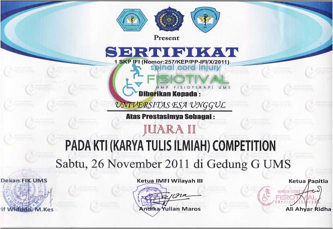 Mahasiswa Fisioterapi UEU Juara II Karya Tulis Ilmiah pada 