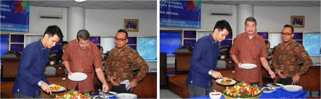 Pemotongan Tumpeng Kerjasama Pusat Karir UEU dengan Perusahaan Mitra