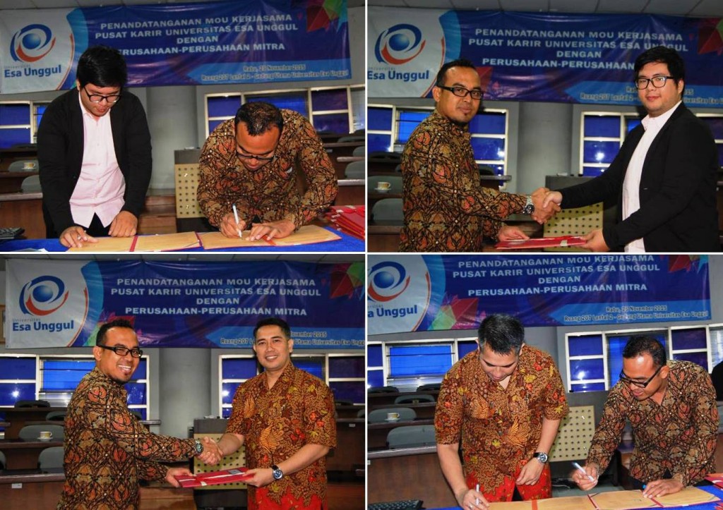 Proses Penandatanganan MOU Kerjasama Pusat Karir UEU dengan Perusahaan Mitra