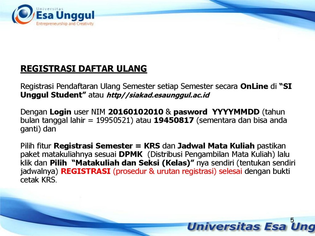 Informasi Registrasi Akademik Mahasiswa Baru TA 2016