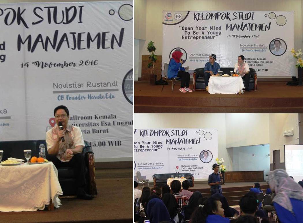 Pembicara dari Head Bussiner Bukalapak dan CO Founder HarukaEdu