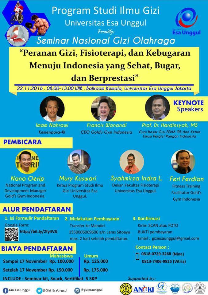 Seminar Nasional Gizi Olahraga Universitas Esa Unggul