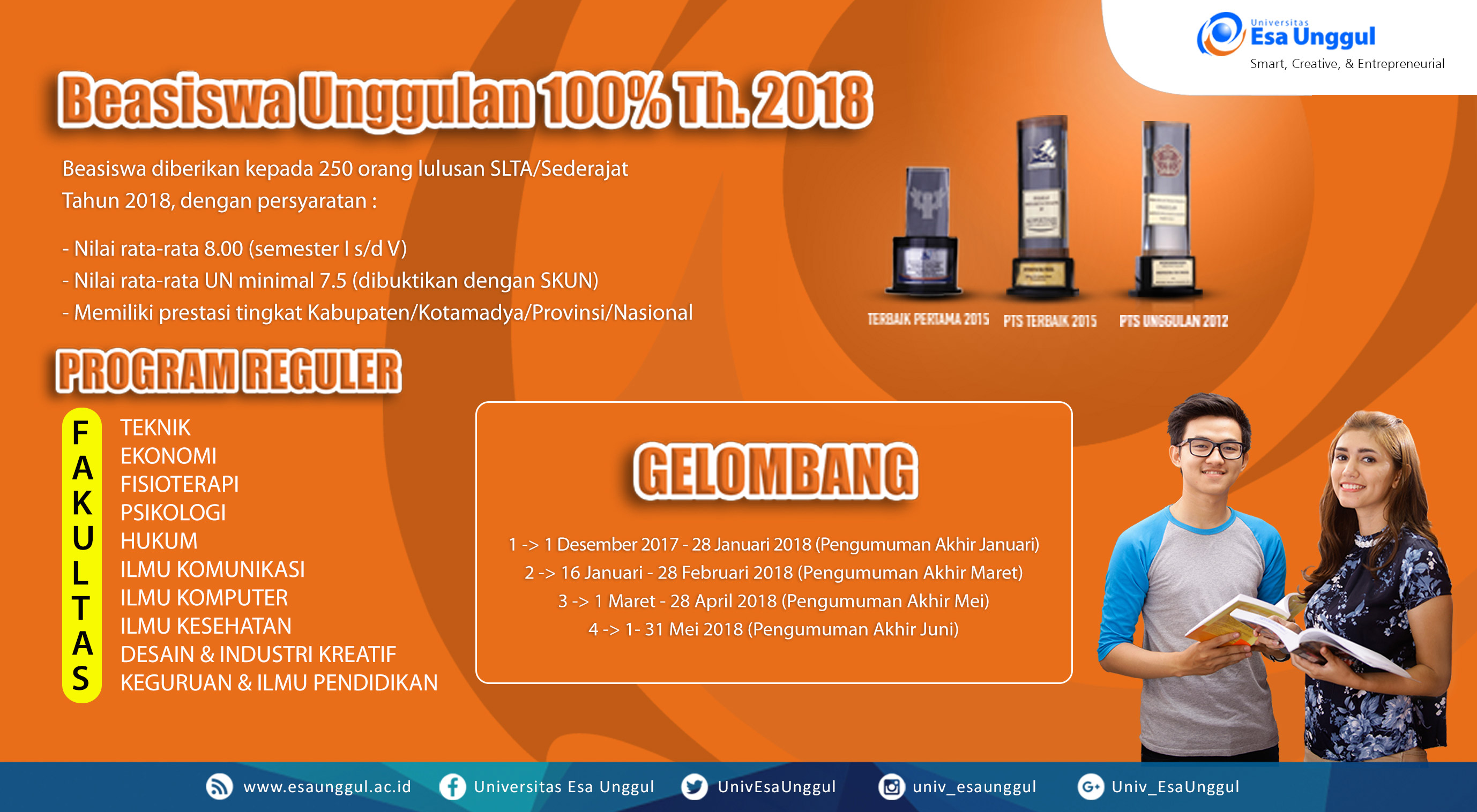 Beasiswa Unggulan – Penerimaan Mahasiswa Baru Universitas Esa Unggul Tahun 2018