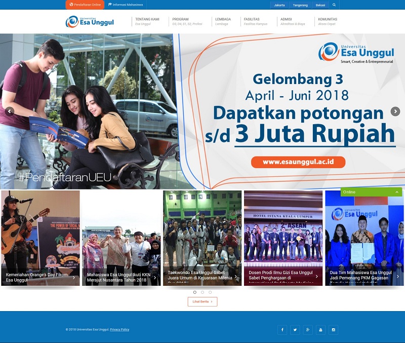 Tampilan Full Display Website Esa Unggul