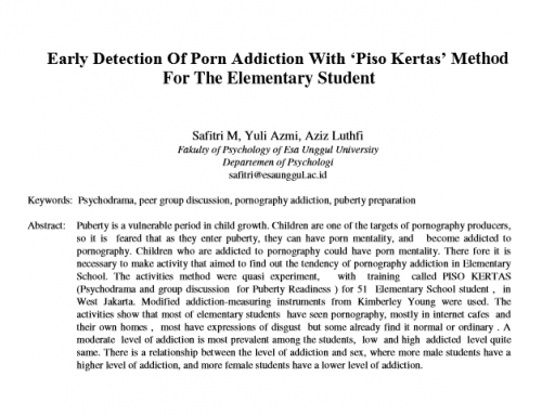 Early Detection Of Porn Addiction With ‘Piso Kertas’ Method For The Elementary Student