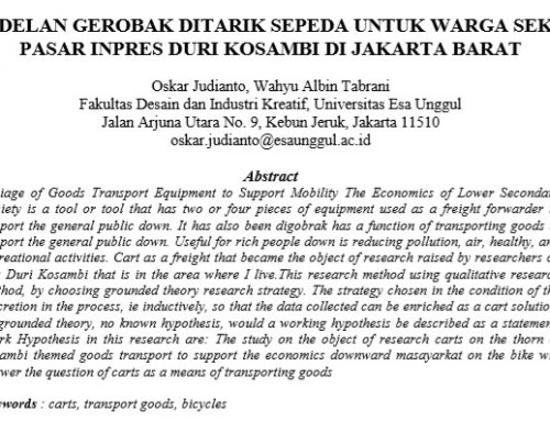 Pemodelan Gerobak Ditarik Sepeda Untuk Warga Sekitar Pasar Inpres Duri Kosambi Di Jakarta Barat
