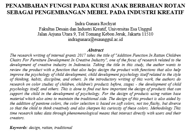 Penambahan Fungsi  Pada Kursi  Anak Berbahan Rotan  Sebagai 