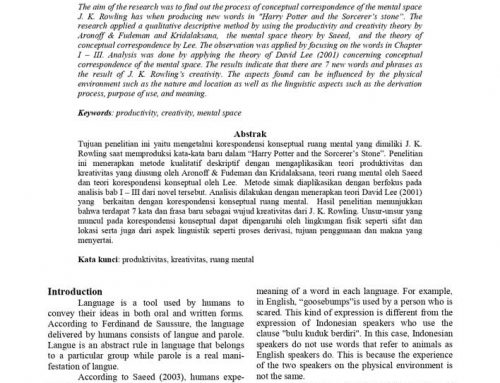 Conceptual Correspondence Through Mental Space in Creating Words at The Novel“Harry Potter and The Sorcere’s Stone”