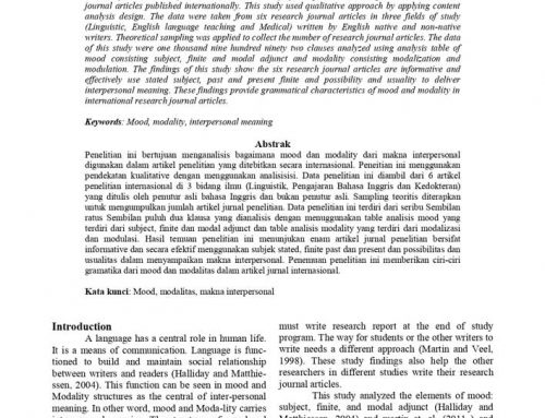 Mood and Modality of Interpersonal Meaning in Research Journal Articles