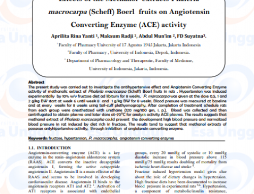 Effects Of The Methanol Extracts Phaleria Macrocarpa (Scheff) Boerl Fruits On Angiotensin Converting Enzyme (Ace) Activity