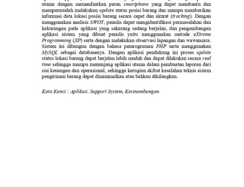 Pembangunan Aplikasi Support System Sebagai Kesinambungan Aplikasi Utama Studi Kasus : PT. LION PARCEL
