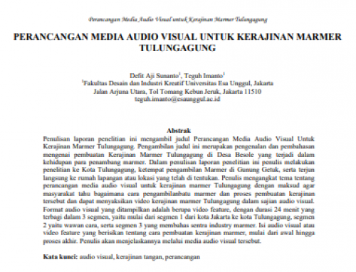 Perancangan Media Audio Visual untuk Kerajinan Marmer Tulungagung