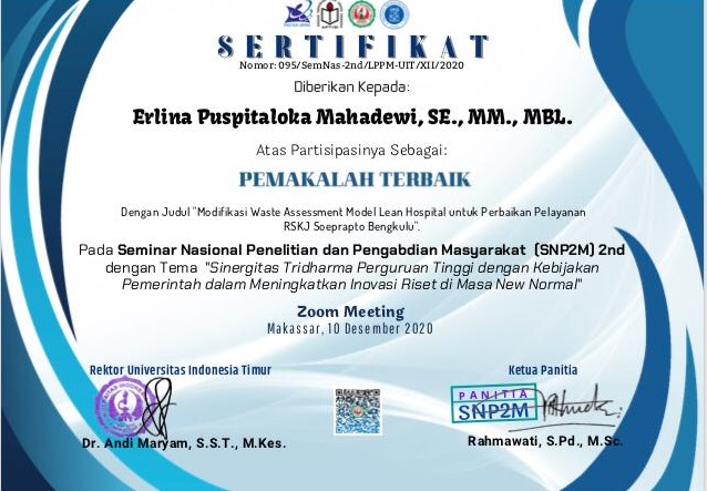 Serifikat Pemakalah Terbaik 1