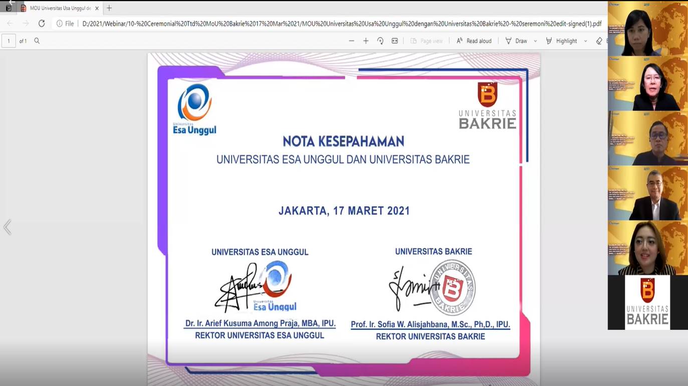 MoU Kerjasama Universitas Bakrie dan UEU