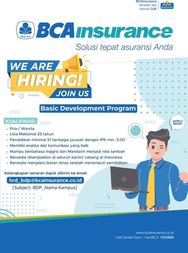 Lowongan Kerja PT Asuransi Umum BCA - Universitas Esa Unggul