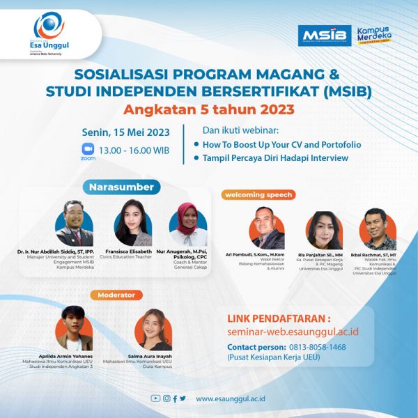 Telah dibuka Program Magang dan Studi Independen Bersertifikat Kampus Merdeka (MSIB) Batch 5