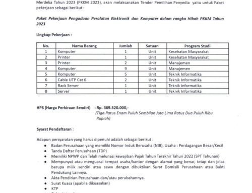 Pengumuman Tender Hibah