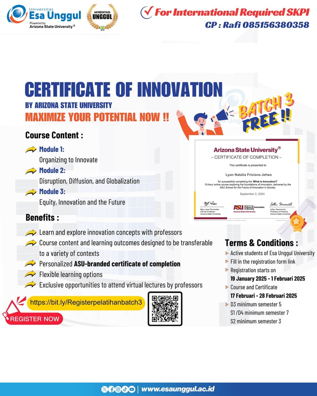 Certificate of Innovation by Arizona State University Batch 3 1